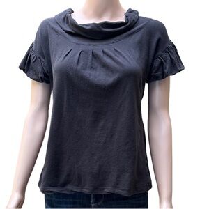 Ric Rac Black Cowl Neck Ruffled Short Sleeve Top Small